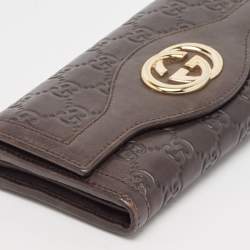 Gucci Dark Brown Guccissima Leather Interlocking G Continental Wallet