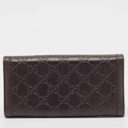 Gucci Dark Brown Guccissima Leather Interlocking G Continental Wallet