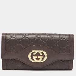 Gucci Dark Brown Guccissima Leather Interlocking G Continental Wallet