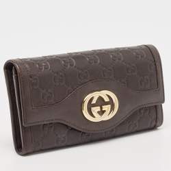 Gucci Dark Brown Guccissima Leather Interlocking G Continental Wallet