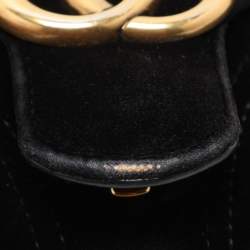 Pre Owned Gucci Black Matelassé Velvet Mini GG Marmont Shoulder Bag