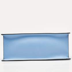 Pre Owned Gucci Blue Leather Floral Embroidered Medium Sylvie Top Handle Bag
