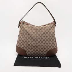 Pre Owned Gucci Beige Canvas and Leather Bree Hobo