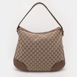 Pre Owned Gucci Beige Canvas and Leather Bree Hobo
