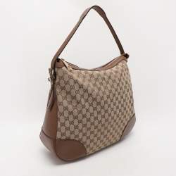 Pre Owned Gucci Beige Canvas and Leather Bree Hobo