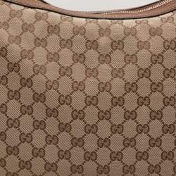 Pre Owned Gucci Beige Canvas and Leather Bree Hobo