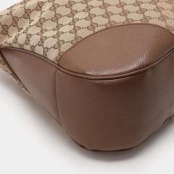 Pre Owned Gucci Beige Canvas and Leather Bree Hobo