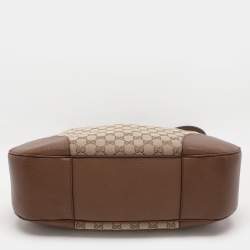 Pre Owned Gucci Beige Canvas and Leather Bree Hobo