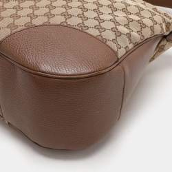 Pre Owned Gucci Beige Canvas and Leather Bree Hobo