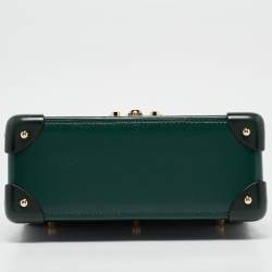 Pre Owned Gucci Green Leather Bamboo Padlock Top Handle Bag