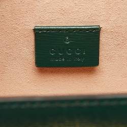 Pre Owned Gucci Green Leather Bamboo Padlock Top Handle Bag