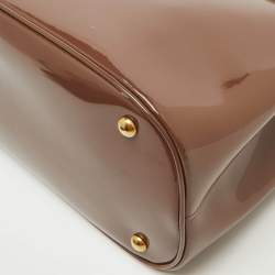 Pre Owned Gucci Brown Patent Leather Medium Bright Bit Tote