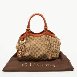 Gucci Beige/Brown GG Canvas and Leather Medium Sukey Tote