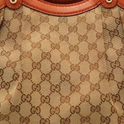 Gucci Beige/Brown GG Canvas and Leather Medium Sukey Tote