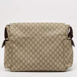 Gucci Beige/Brown GG Supreme Canvas and Leather Diaper Messenger Bag