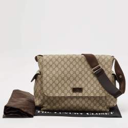 Gucci Beige/Brown GG Supreme Canvas and Leather Diaper Messenger Bag