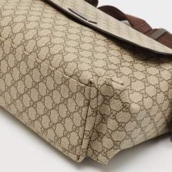 Gucci Beige/Brown GG Supreme Canvas and Leather Diaper Messenger Bag