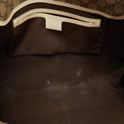 Gucci Beige/White GG Supreme Canvas and Patent Leather Bardot Joy Hobo
