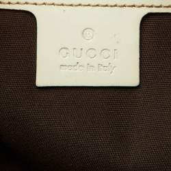 Gucci Beige/White GG Supreme Canvas and Patent Leather Bardot Joy Hobo