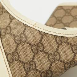 Gucci Beige/White GG Supreme Canvas and Patent Leather Bardot Joy Hobo