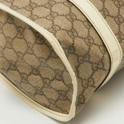 Gucci Beige/White GG Supreme Canvas and Patent Leather Bardot Joy Hobo