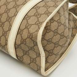 Gucci Beige/White GG Supreme Canvas and Patent Leather Bardot Joy Hobo