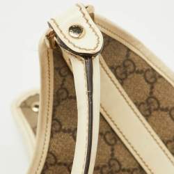 Gucci Beige/White GG Supreme Canvas and Patent Leather Bardot Joy Hobo