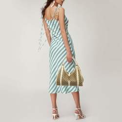 Gucci Beige/White GG Supreme Canvas and Patent Leather Bardot Joy Hobo