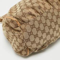 Pre Owned Gucci Beige GG Canvas and Leather Abbey D-Ring Shoulder Bag