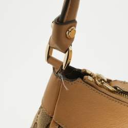 Pre Owned Gucci Beige GG Canvas and Leather Abbey D-Ring Shoulder Bag