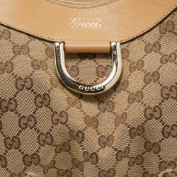 Pre Owned Gucci Beige GG Canvas and Leather Abbey D-Ring Shoulder Bag