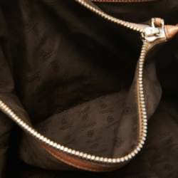 Pre Owned Gucci Beige/Brown GG Canvas and Leather Medium Bamboo Bar Tote