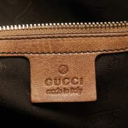 Pre Owned Gucci Beige/Brown GG Canvas and Leather Medium Bamboo Bar Tote