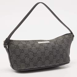 Gucci Black GG Denim and Leather Boat Pochette Bag