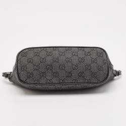 Gucci Black GG Denim and Leather Boat Pochette Bag