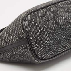 Gucci Black GG Denim and Leather Boat Pochette Bag