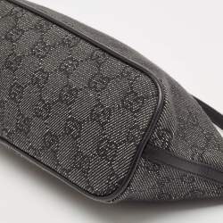 Gucci Black GG Denim and Leather Boat Pochette Bag