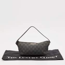 Gucci Black GG Denim and Leather Boat Pochette Bag