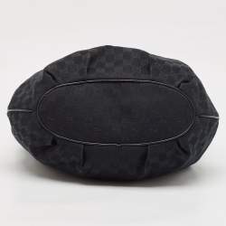 Pre Owned Gucci Black GG Canvas and Leather GG Marmont Medium Pelham Hobo