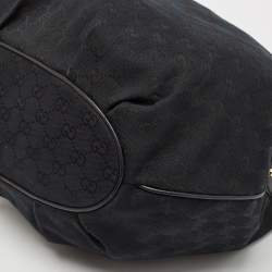 Pre Owned Gucci Black GG Canvas and Leather GG Marmont Medium Pelham Hobo