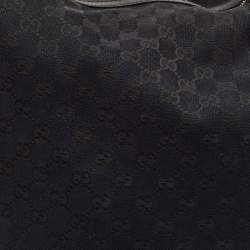 Pre Owned Gucci Black GG Canvas and Leather GG Marmont Medium Pelham Hobo