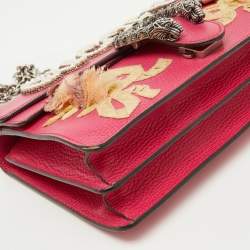 Pre Owned Gucci Pink Leather Small Guccify Pearl Embellished Dionysus Shoulder Bag
