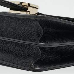 Pre Owned Gucci Black Leather Dollar Interlocking G Crossbody Bag