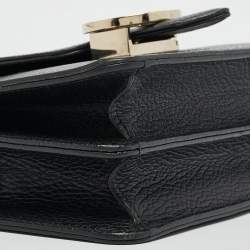 Pre Owned Gucci Black Leather Dollar Interlocking G Crossbody Bag