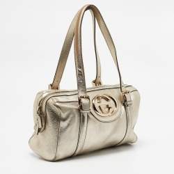 Gucci Gold Leather Britt Boston Bag
