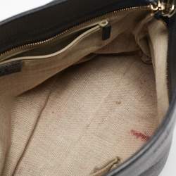 Pre Owned Gucci Navy Blue Leather Bamboo Tassel Tote