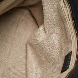 Pre Owned Gucci Navy Blue Leather Bamboo Tassel Tote