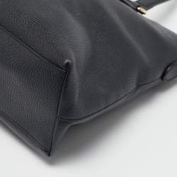 Pre Owned Gucci Navy Blue Leather Bamboo Tassel Tote