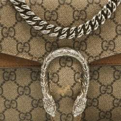 Pre Owned Gucci Beige GG Supreme Canvas and Suede Mini Dionysus Shoulder Bag