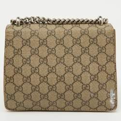 Pre Owned Gucci Beige GG Supreme Canvas and Suede Mini Dionysus Shoulder Bag